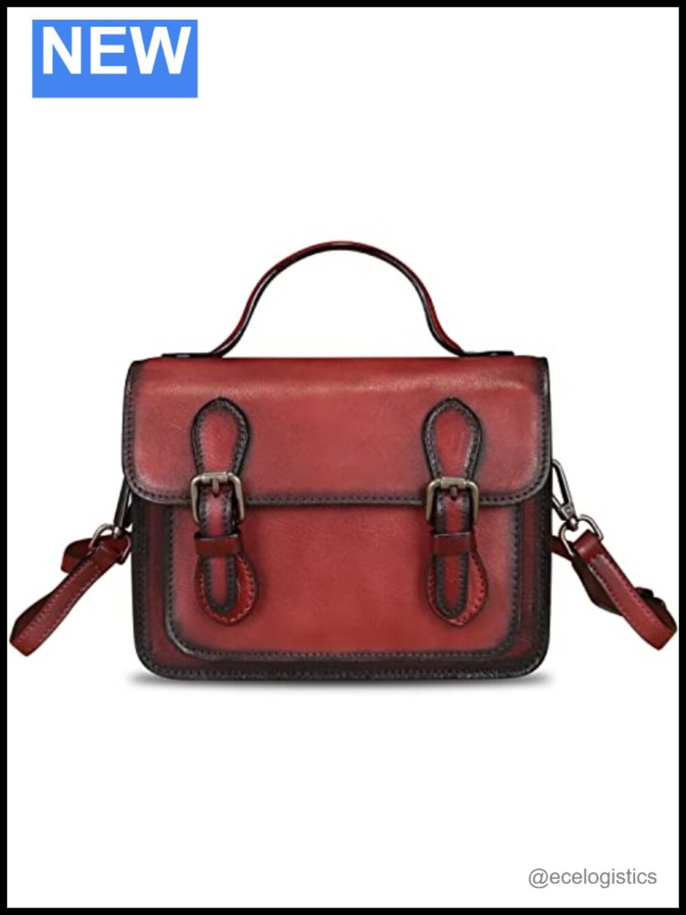 Genuine Leather Vintage Satchel Purse Top Handle Crossbody Handbag